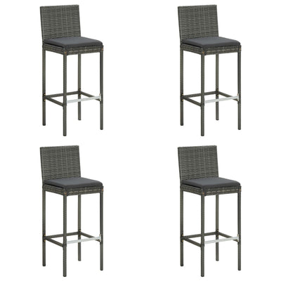 5 Piece Garden Bar Set with Cushions Poly Rattan Grey