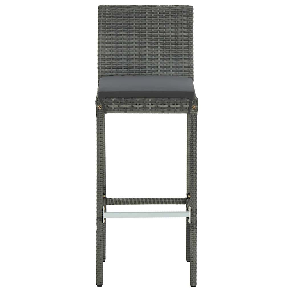 5 Piece Garden Bar Set with Cushions Poly Rattan Grey 60 cm 60 cm 4