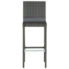 5 Piece Garden Bar Set with Cushions Poly Rattan Grey 60 cm 60 cm 4