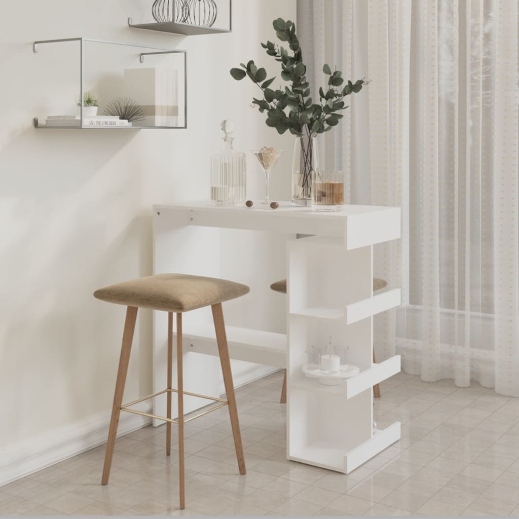 vidaXL Bar Table with Storage Rack White 100x50x101.5 cm Engineered Wood 3