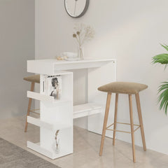 vidaXL Bar Table with Storage Rack White 100x50x101.5 cm Engineered Wood 1