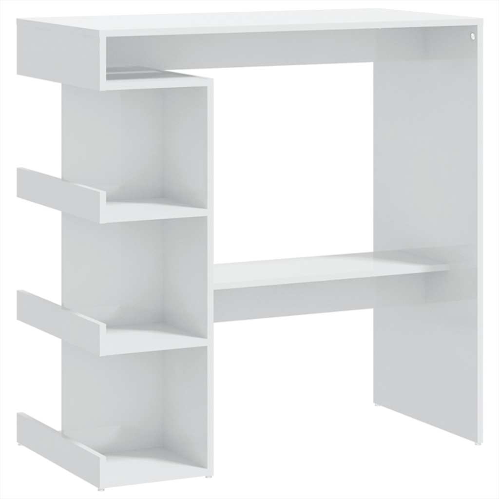 vidaXL Bar Table with Storage Rack High Gloss White 100x50x101.5 cm 2