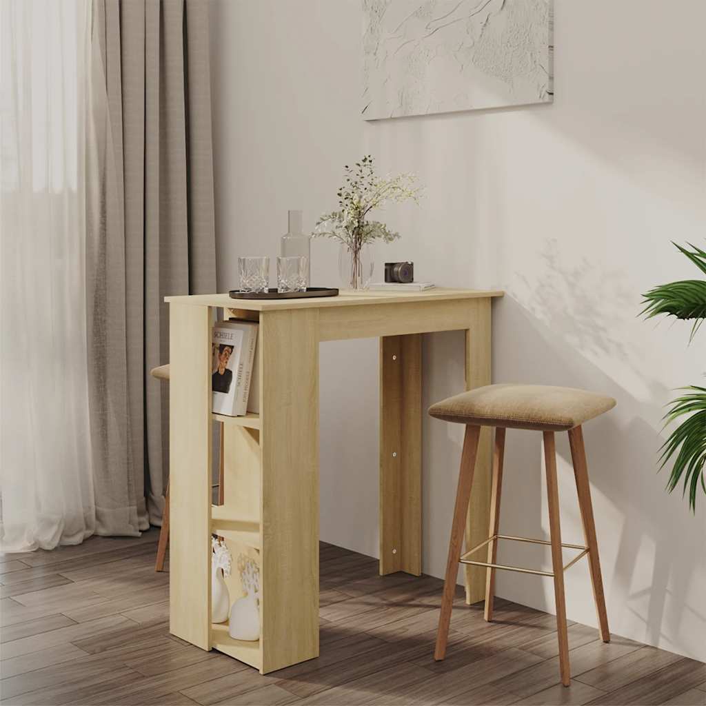 vidaXL Bar Table with Shelf Sonoma Oak 102x50x103.5 cm Engineered Wood 1