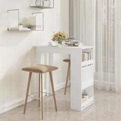 vidaXL Bar Table with Storage Rack White 102x50x103.5 cm Engineered Wood 1