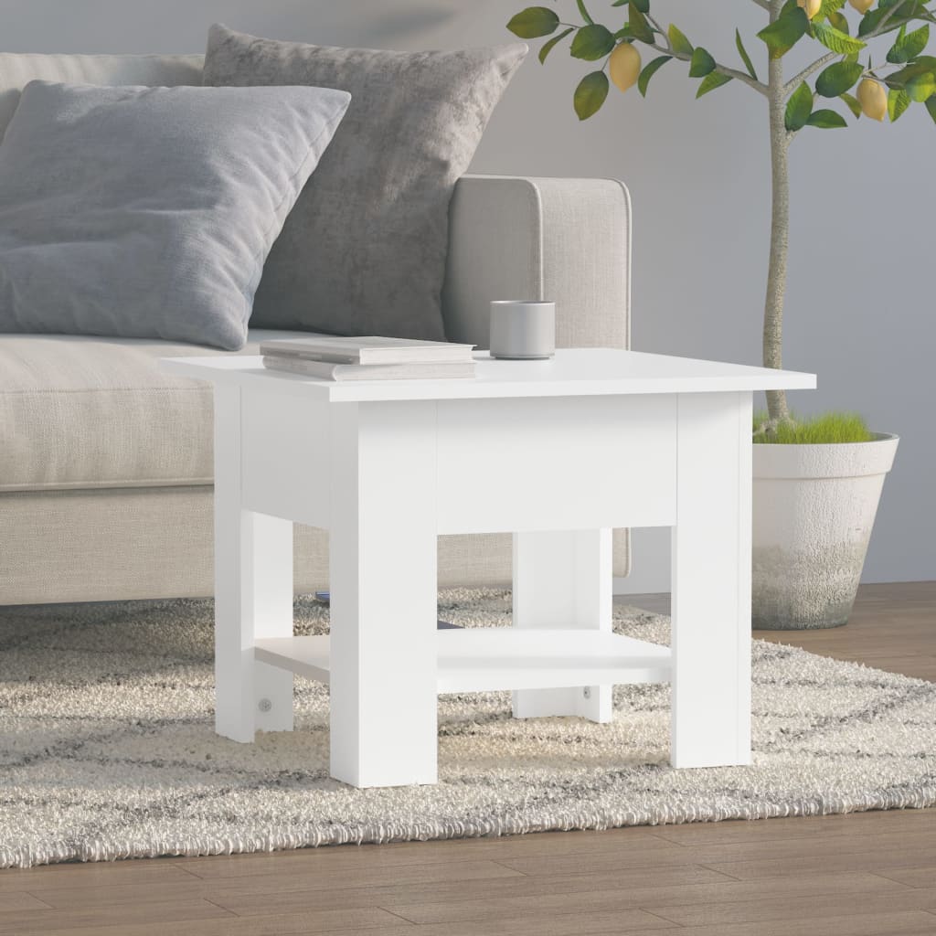 810262 vidaXL Coffee Table White 55x55x42 cm Engineered Wood 1
