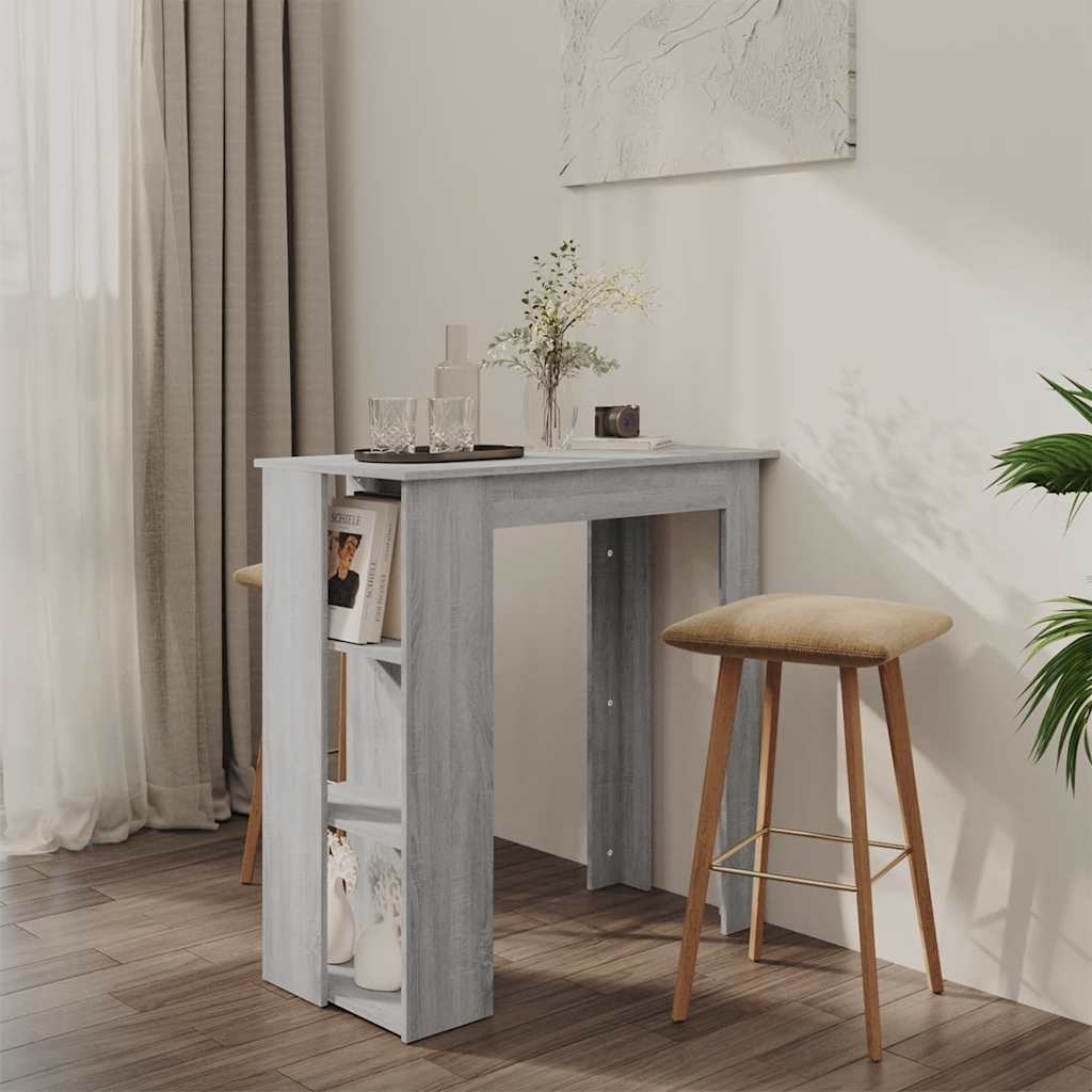 vidaXL Bar Table with Shelf Grey Sonoma 102x50x103.5 cm Engineered Wood 1