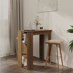 vidaXL Bar Table with Shelf Brown Oak 102x50x103.5 cm Engineered Wood 1