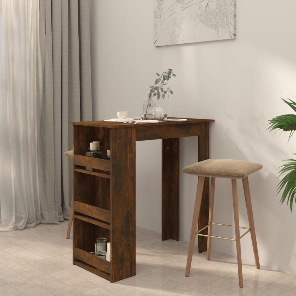 vidaXL Bar Table with Storage Rack Smoked Oak 102x50x103.5cm Engineered Wood 3