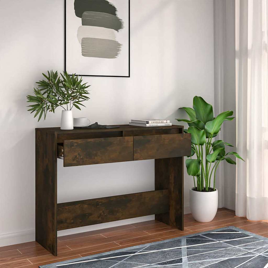 vidaXL Console Table Smoked Oak 100x35x76,5 cm Engineered Wood 1