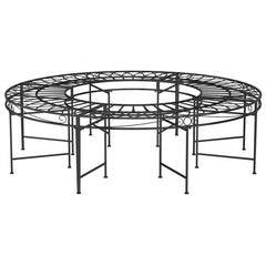 vidaXL Round Tree Bench Ø160 cm Black Steel 2