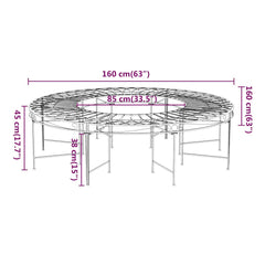 vidaXL Round Tree Bench Ø160 cm Black Steel 6