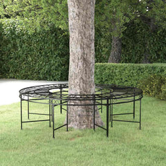 vidaXL Round Tree Bench Ø160 cm Black Steel 1