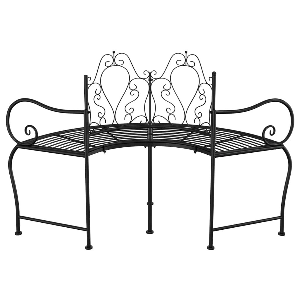 vidaXL Tree Bench | Black | Steel | 150 cm diameter | Durable | Tree Bench 3