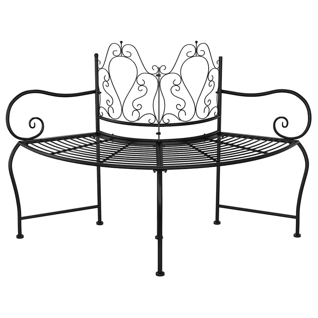 vidaXL Tree Bench | Black | Steel | 150 cm diameter | Durable | Tree Bench 4