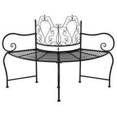 vidaXL Tree Bench | Black | Steel | 150 cm diameter | Durable | Tree Bench 4