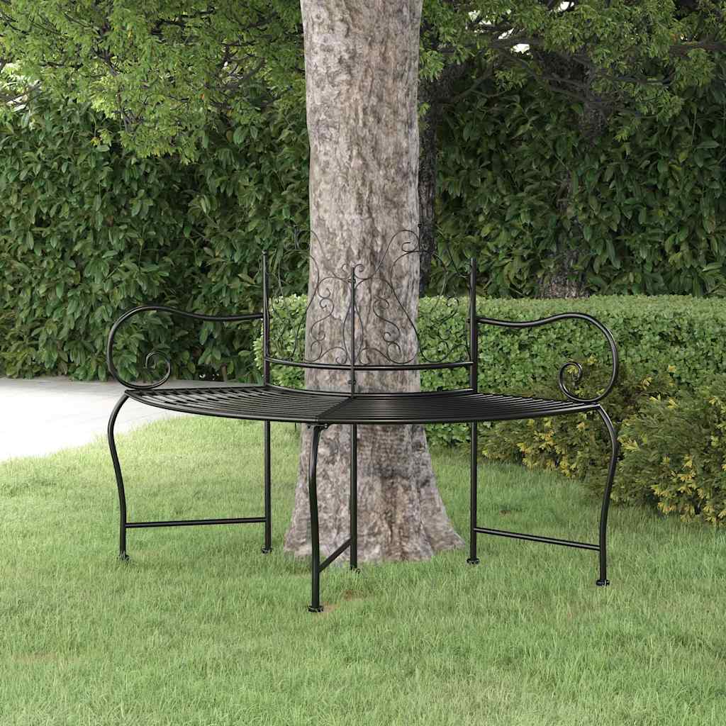 vidaXL Tree Bench | Black | Steel | 150 cm diameter | Durable | Tree Bench 1