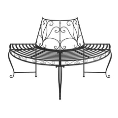 vidaXL Half Round Tree Bench Ø160 cm Black Steel 3