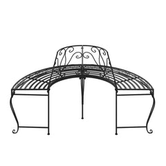 vidaXL Half Round Tree Bench Ø160 cm Black Steel 5