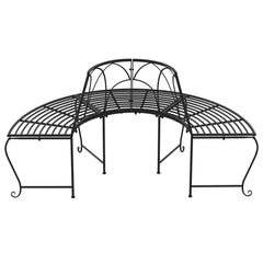 vidaXL Half Round Tree Bench Ø159 cm Black Steel 5