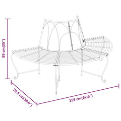 vidaXL Half Round Tree Bench Ø159 cm Black Steel 6