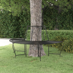 vidaXL Half Round Tree Bench Ø159 cm Black Steel 1