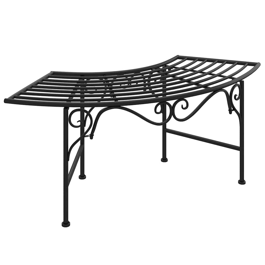 vidaXL Tree Bench 113 cm Black Steel 3