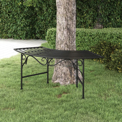 vidaXL Tree Bench 113 cm Black Steel 1