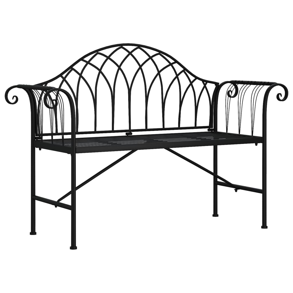 vidaXL 2-Seater Garden Bench 128 cm Black Steel 2
