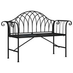 vidaXL 2-Seater Garden Bench 128 cm Black Steel 2