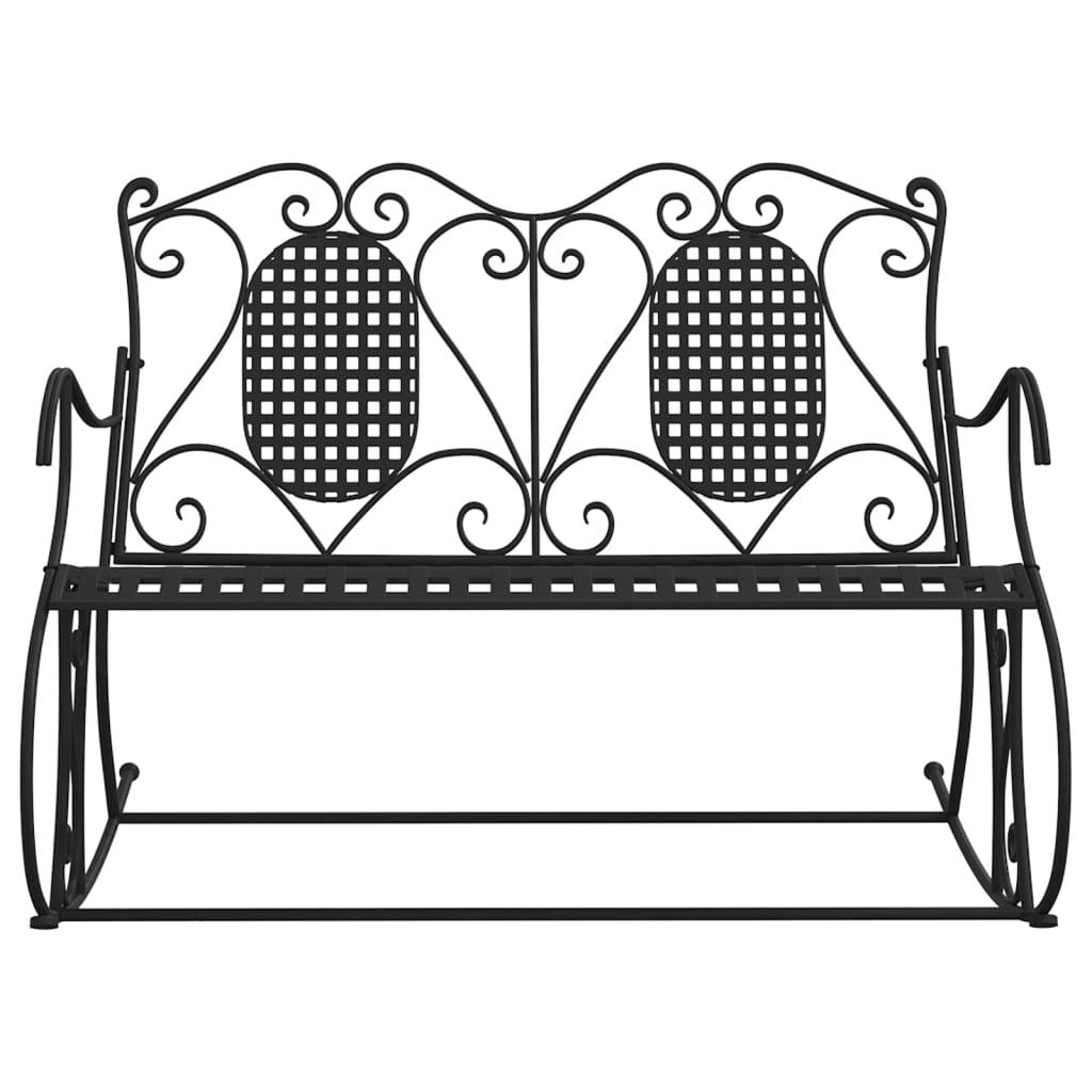 vidaXL 2-Seater Rocking Bench 113 cm Black Steel 3