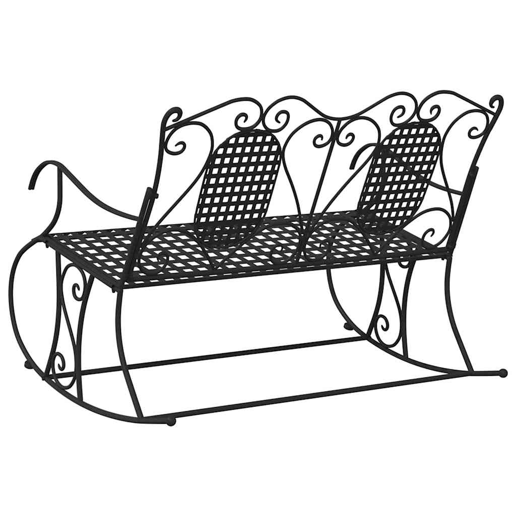 vidaXL 2-Seater Rocking Bench 113 cm Black Steel 5
