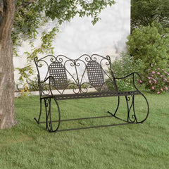 vidaXL 2-Seater Rocking Bench 113 cm Black Steel 1