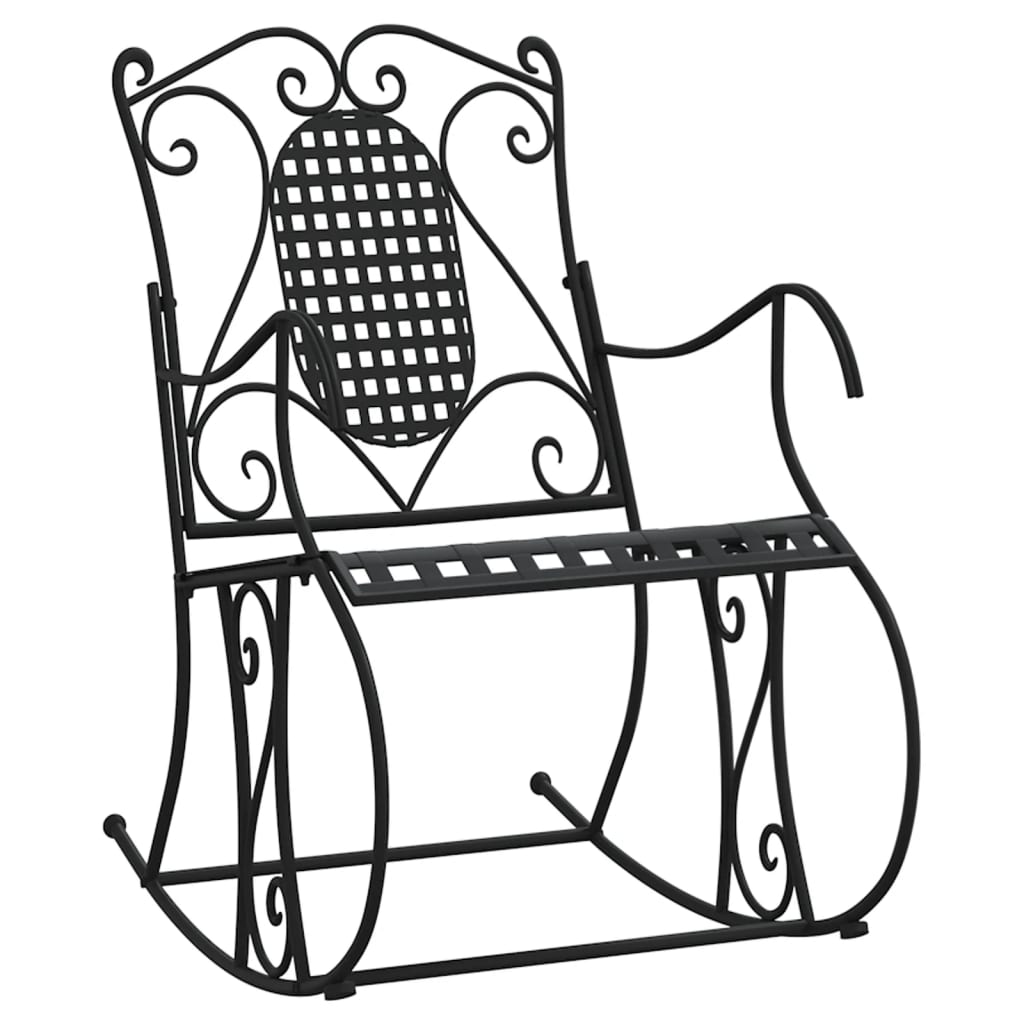 vidaXL Rocking Bench 84 cm Black Steel 2
