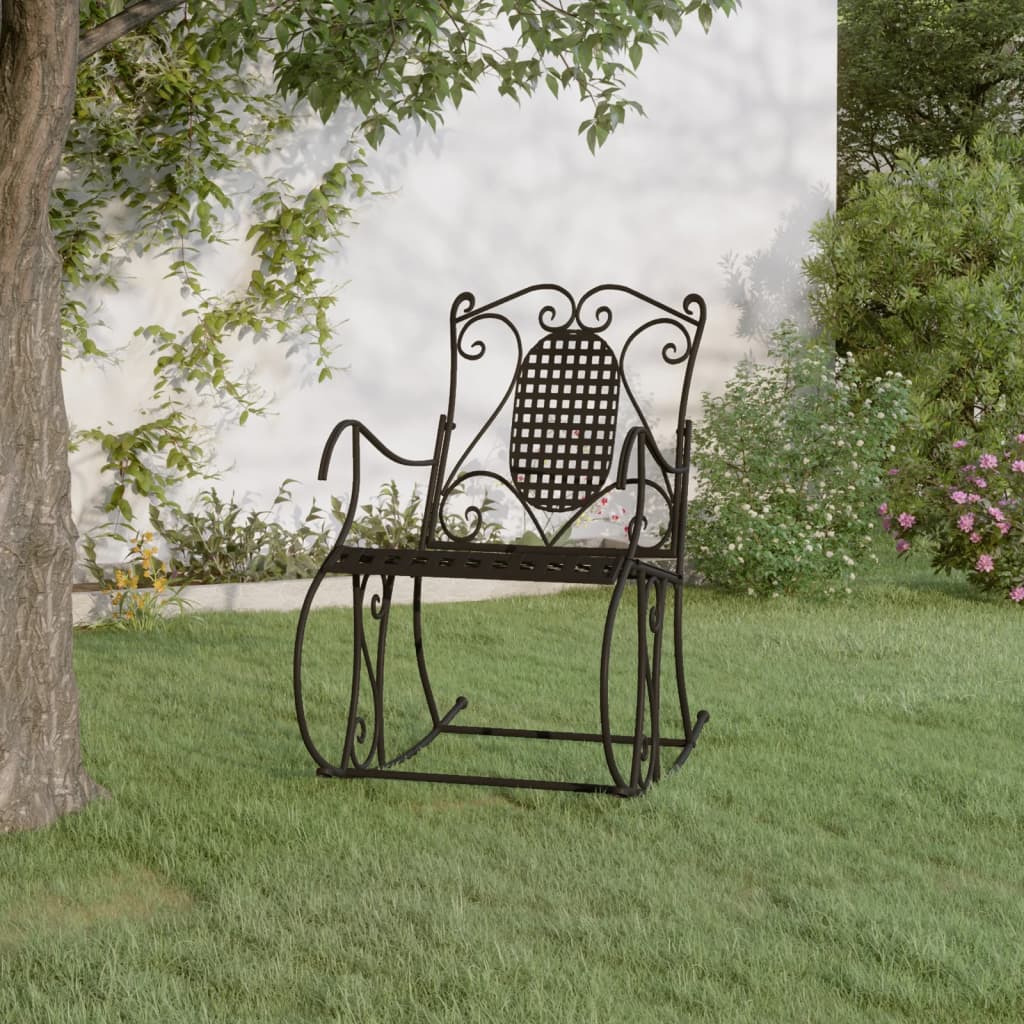 vidaXL Rocking Bench 84 cm Black Steel 1