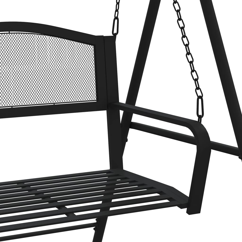 vidaXL Swing Bench 124 cm Black Steel 6