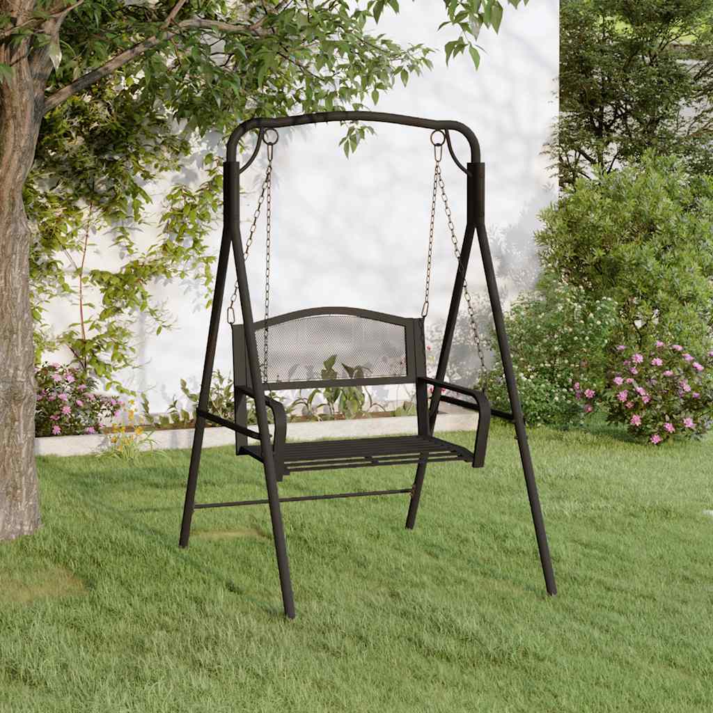 vidaXL Swing Bench 124 cm Black Steel 1