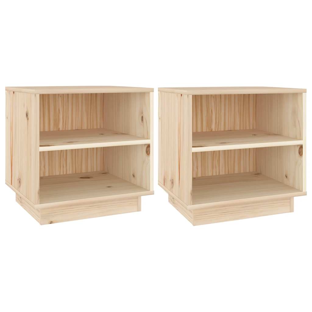 vidaXL Bedside Cabinet | Set of 2 | Natural wood | Solid pinewood | Medium 2