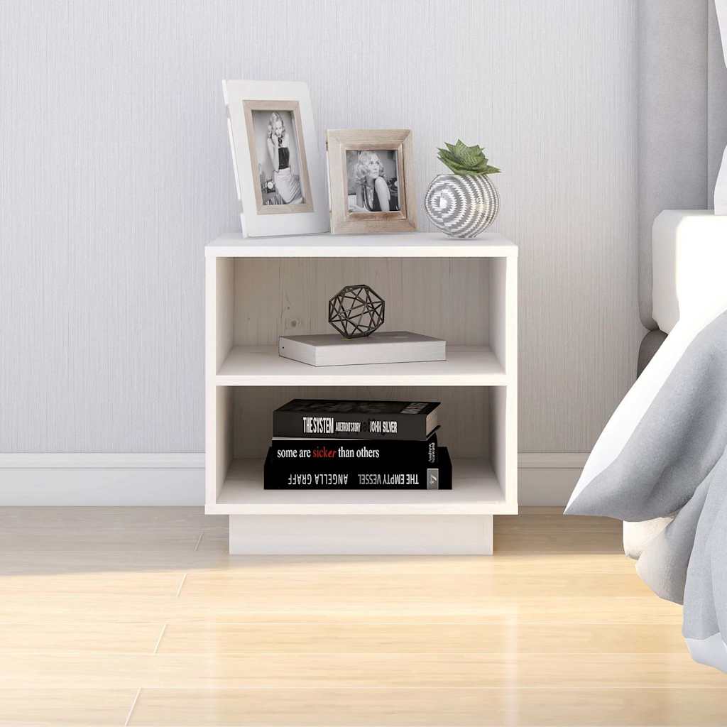 vidaXL Bedside Cabinet | Set of 2 | White | Solid pinewood | Medium 3
