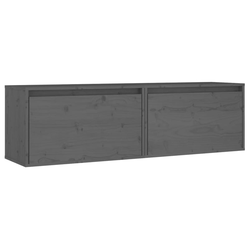 Wall Cabinets 2 pcs Grey 60x30x35 cm Solid Pinewood