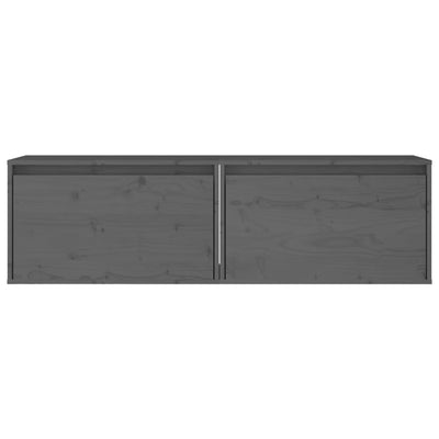 Wall Cabinets 2 pcs Grey 60x30x35 cm Solid Pinewood