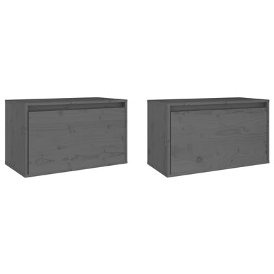 Wall Cabinets 2 pcs Grey 60x30x35 cm Solid Pinewood