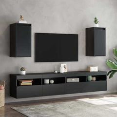 vidaXL Wall Cabinet | Set of 2 | Black | Solid pinewood | Wall-mounted 3