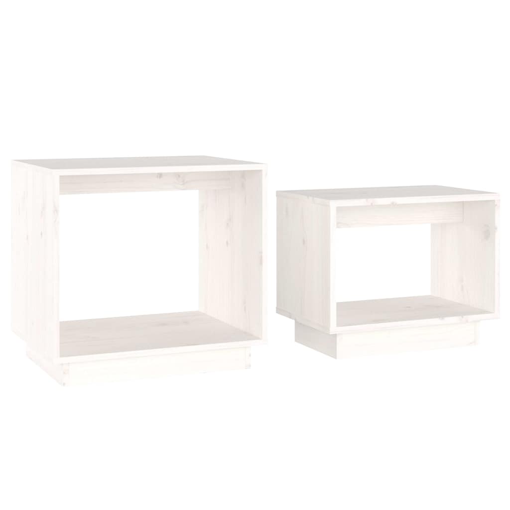 vidaXL Coffee Table | White | Solid pinewood | Medium | Stackable | Coffee Table 2