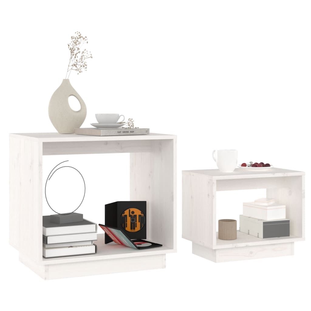 vidaXL Coffee Table | White | Solid pinewood | Medium | Stackable | Coffee Table 3