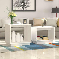 vidaXL Coffee Table | White | Solid pinewood | Medium | Stackable | Coffee Table 1