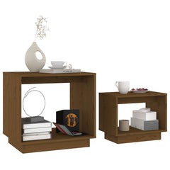 vidaXL Coffee Table | Honey brown | Solid pinewood | Small to Medium | Stackable 3