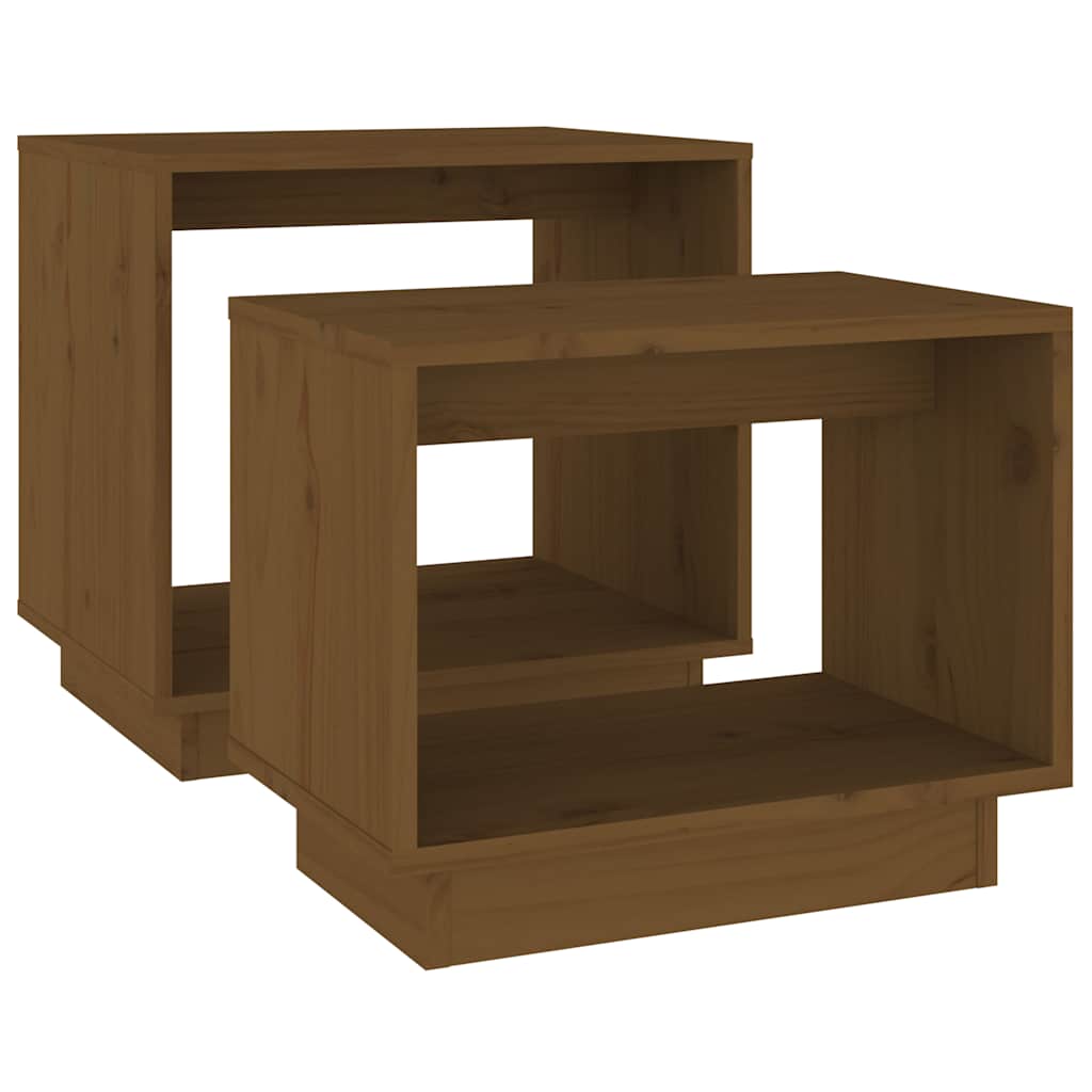 vidaXL Coffee Table | Honey brown | Solid pinewood | Small to Medium | Stackable 5