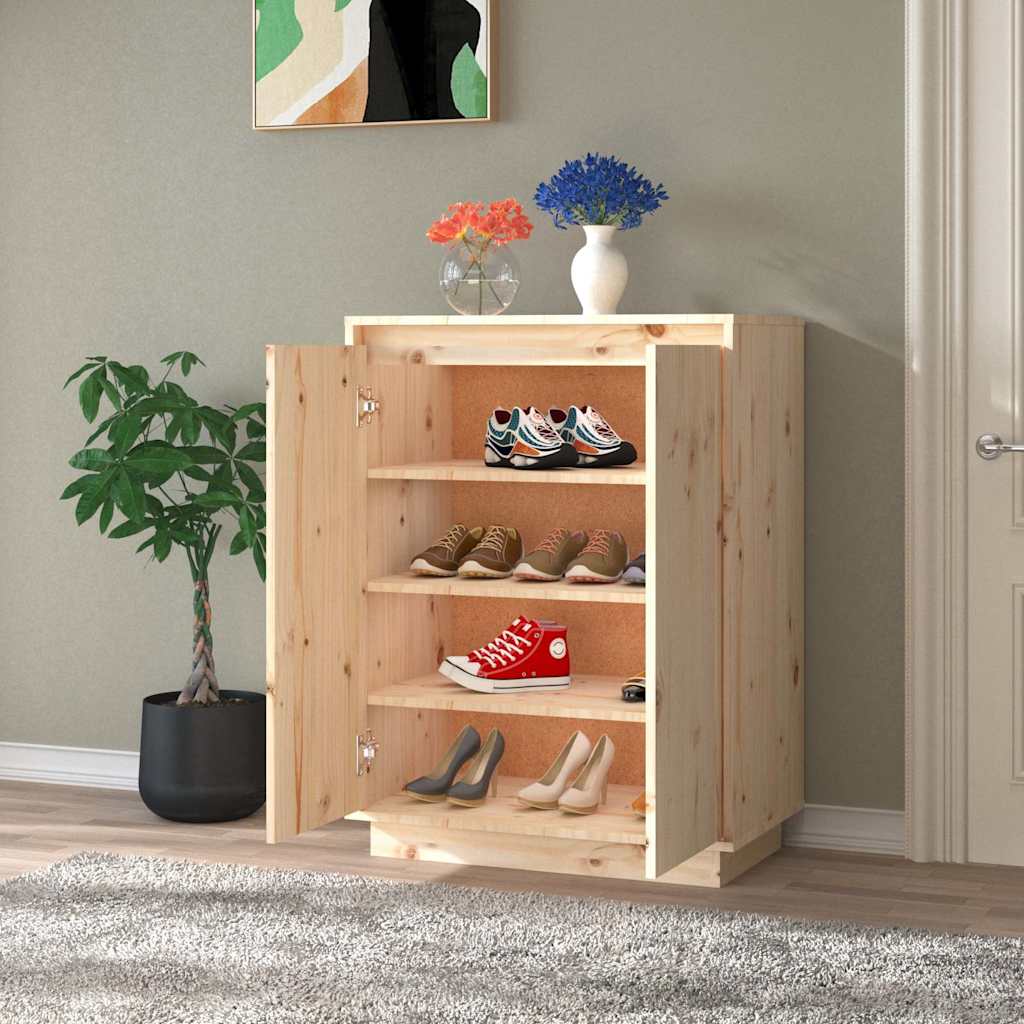 vidaXL Shoe Cabinet 60x35x80 cm Solid Wood Pine 3