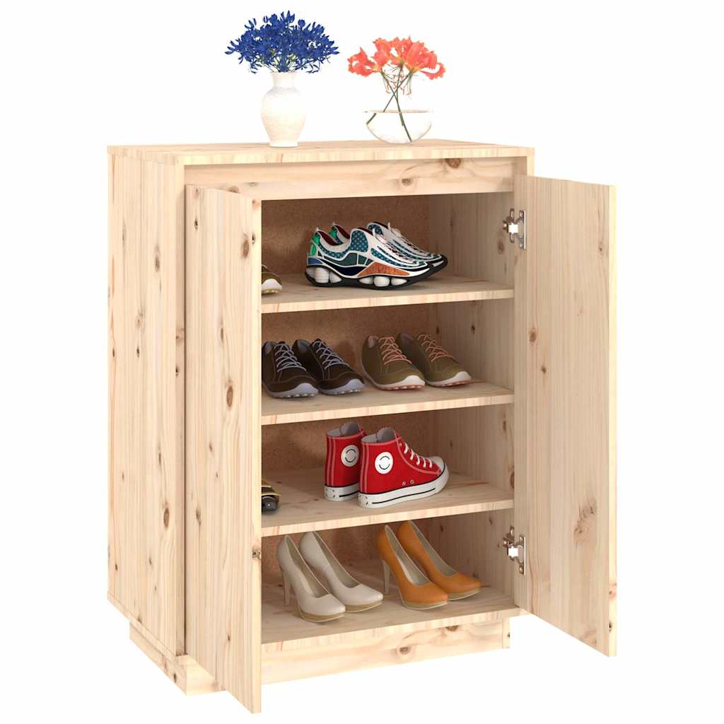 vidaXL Shoe Cabinet 60x35x80 cm Solid Wood Pine 4