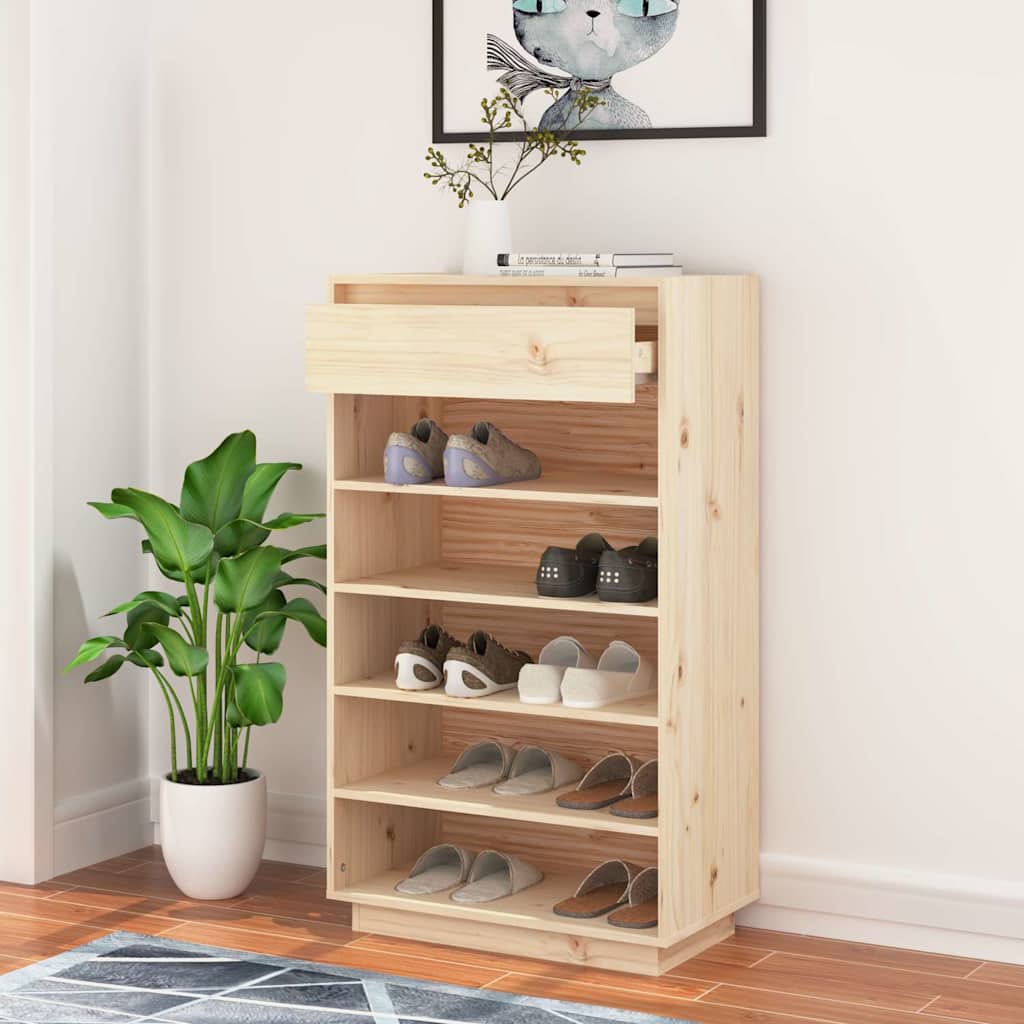 vidaXL Shoe Cabinet 60x34x105 cm Solid Wood Pine 3